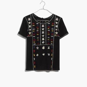 Madewell Embroidered Tie-Back Cutout Top